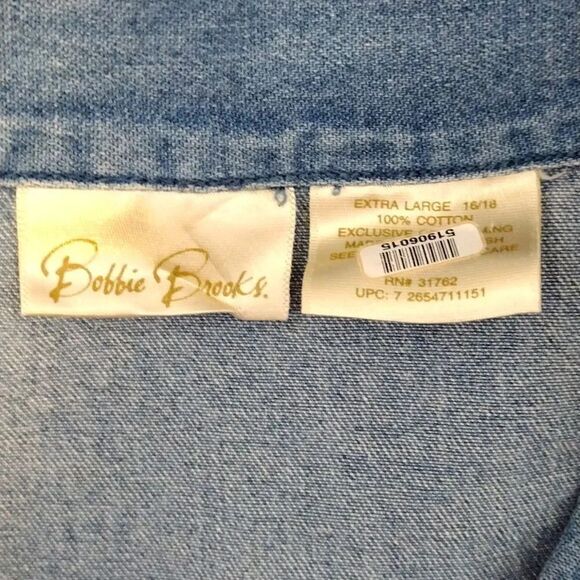 VTG 90s Floral Denim Embroidered Button Front Cottagecore Cardigan XL - Picture 14 of 16